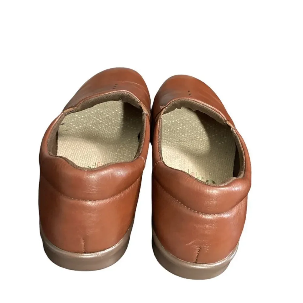 SAS Brown Leather Viva Soft Step Tripad Comfort Slip on Loafers Womans Size 8N